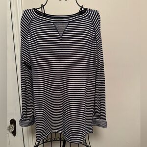 Ralph Lauren navy and White Long Sleeve Boxy Tee